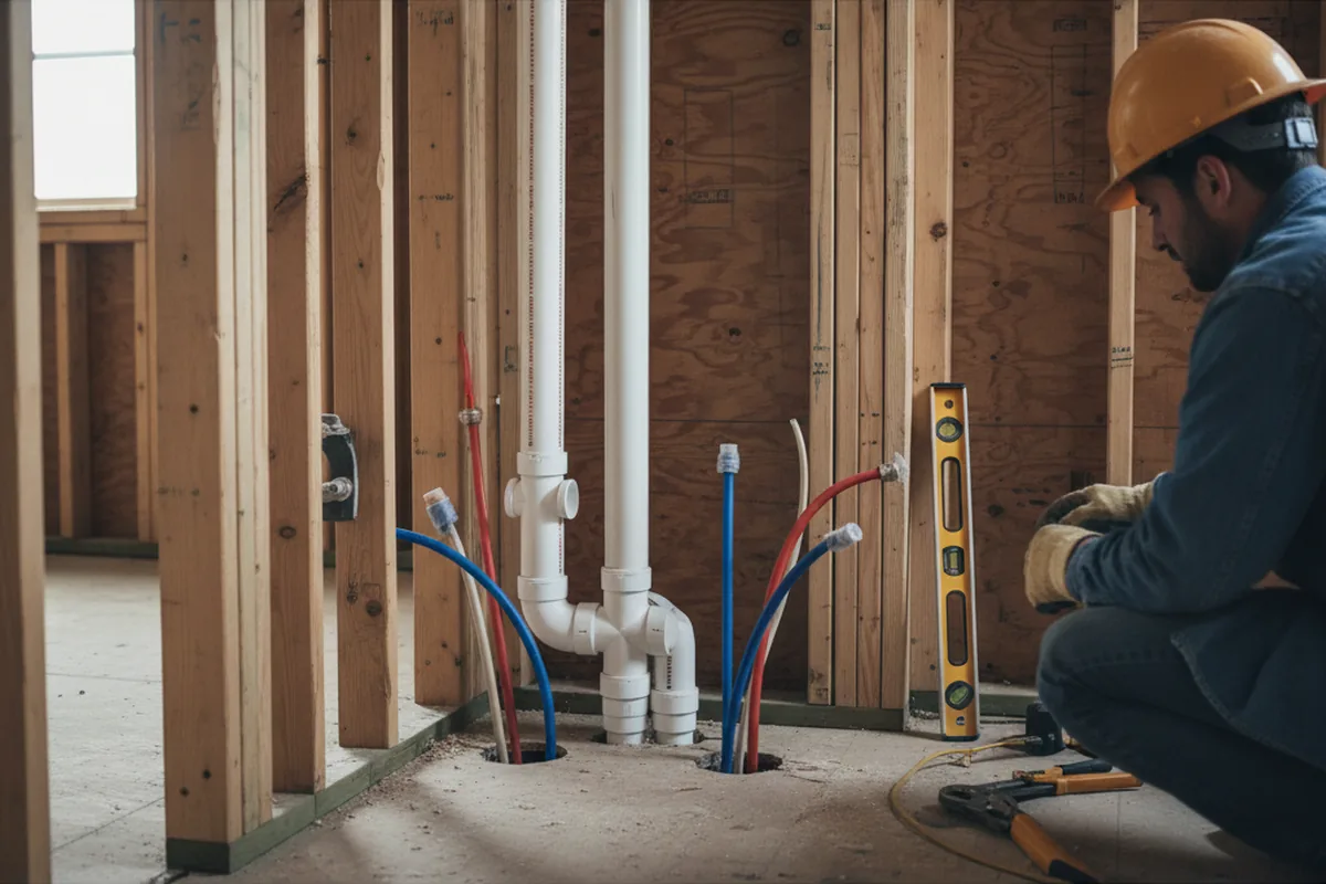 Drain and supply rough-in during Leak Detection in Valier